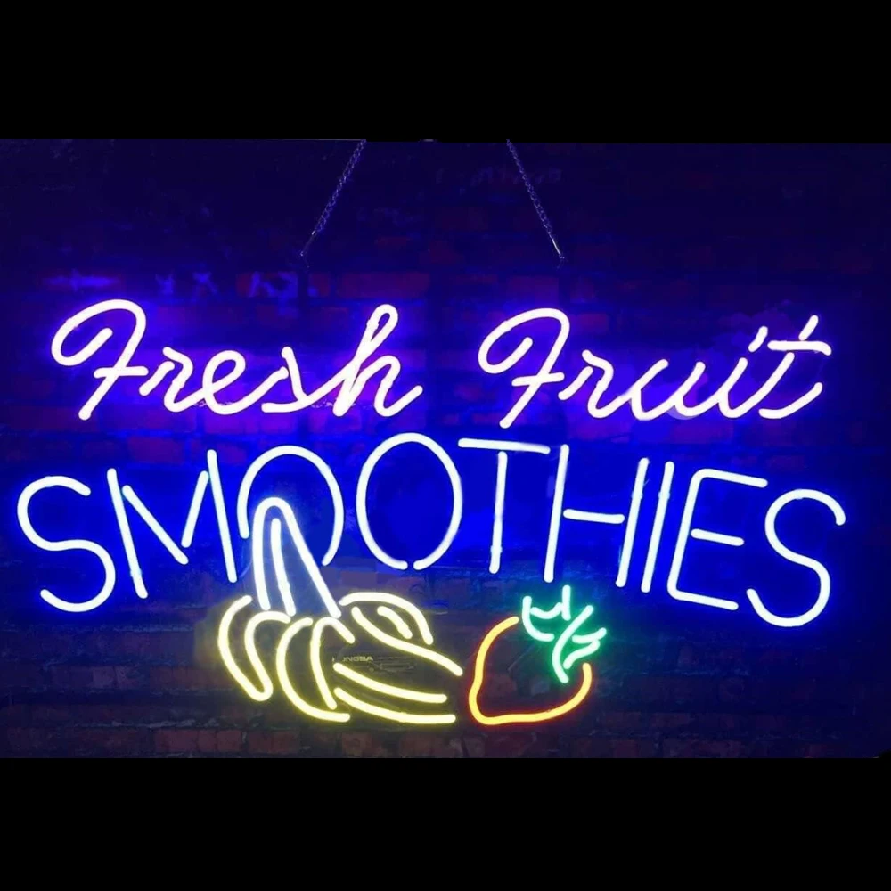 Vers Fruit Smoothies Aardbei Banaan Neon Licht Teken Custom Handgemaakte Echte Glazen Buis Winkel Adverteren Kamer Decor Display 19X15