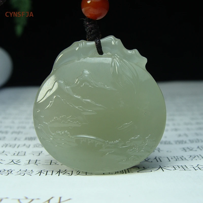 

CYNSFJA New Real Certified Natural Hetian Nephrite Jade Unisex Lucky Amulets Jade Pendant Hand-Carved High Quality Best Gifts