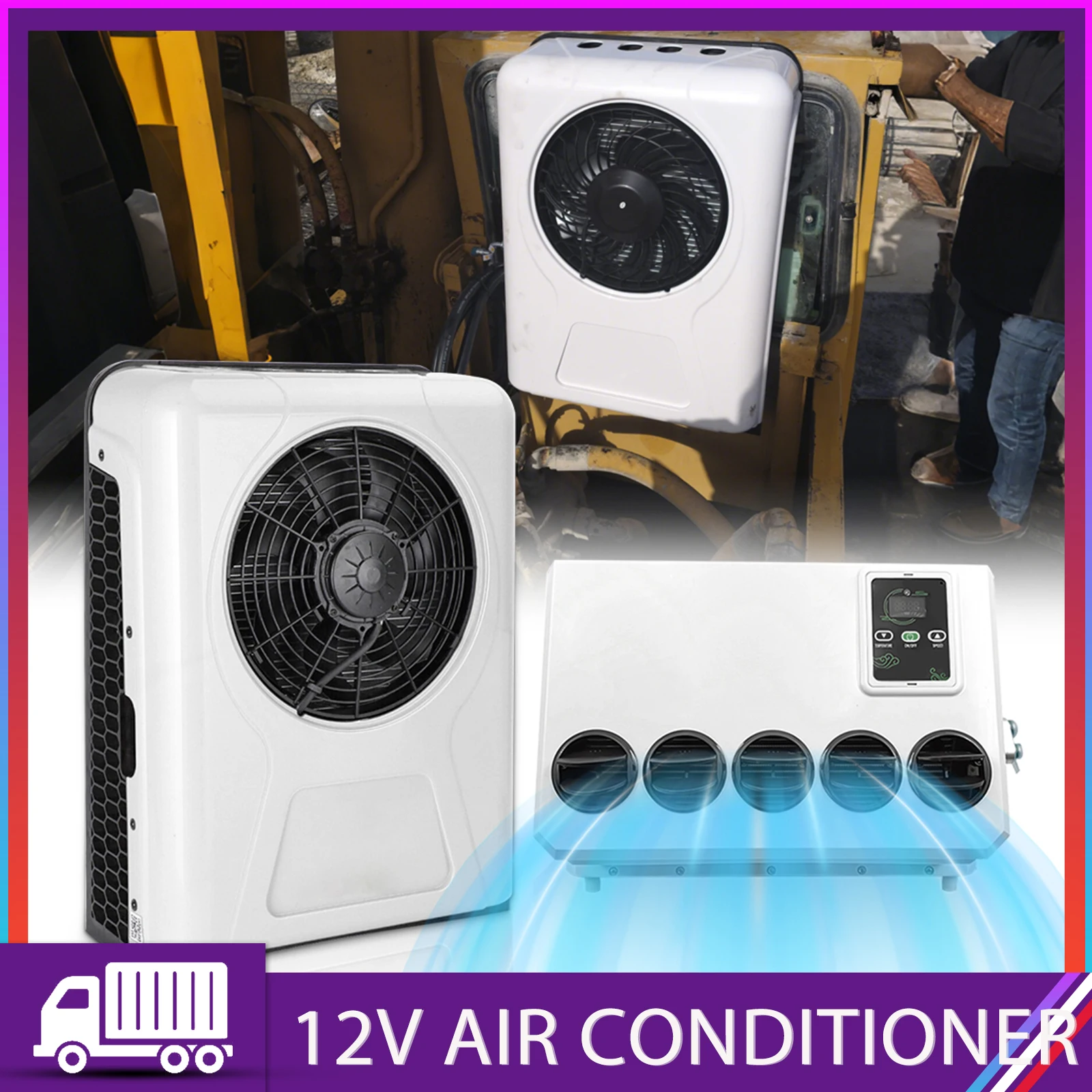 

Aspligo Cool Ectric Car Split Air Conditioning DC12V 24V Parking Air Conditioner System For RV Truck Excavators Camping Vehicles