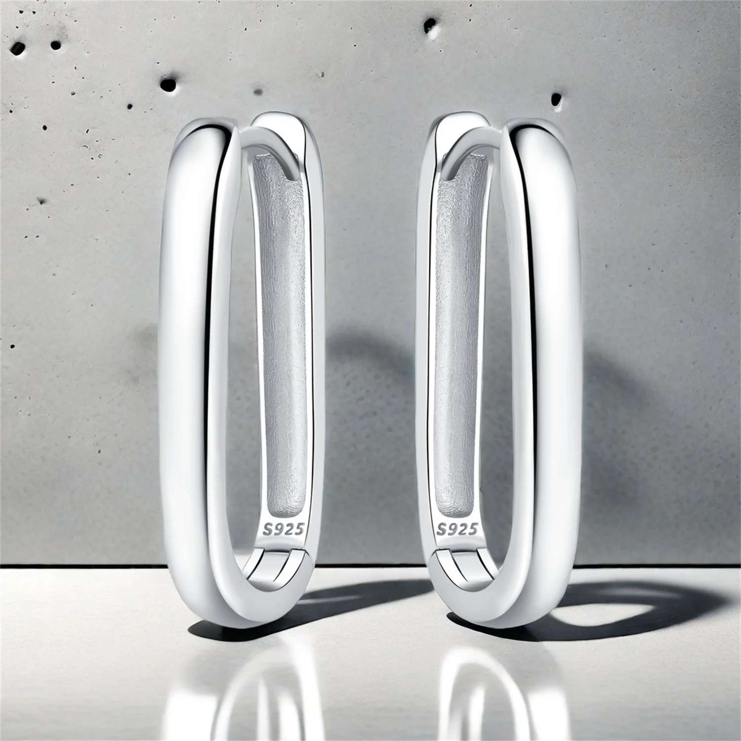 CYCUFF Argento sterling 925 Semplici grandi orecchini a forma di U 2 colori Orecchini a cerchio Oro argento Adatto alle donne Anniversario Gioielli fai da te