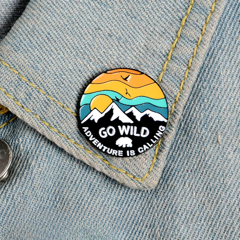 Outdoors Adventure Enamel Pins Wild Hiking Travel Brooches Collection Camping Mountain Firewood Explore Lapel Badges Wholesale