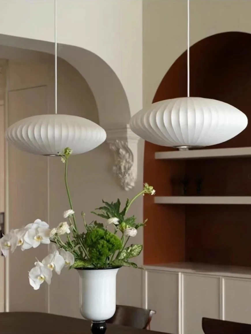 الحديثة الحرير مصباح القماش الأبيض قلادة مصباح بريق ديكور المنزل الثريا لغرفة المعيشة فندق قاعة مطعم تعليق ضوء