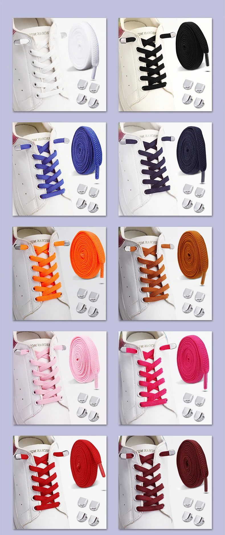 Elastische Schnürsenkel ohne Binden für Sneaker, für Kinder und Erwachsene, Gummibänder, Schnürsenkel ohne Knoten für Sneaker, 1 Paar/2 Paar – Detail 8