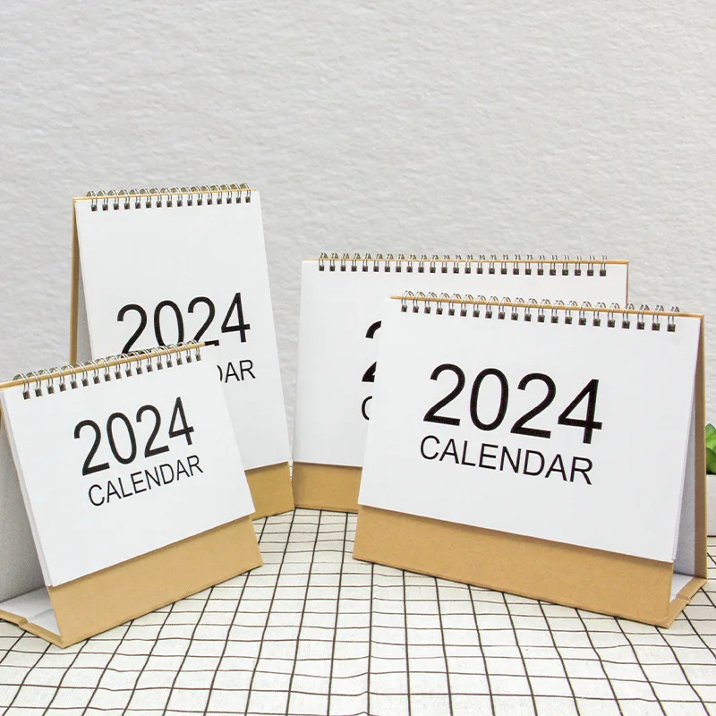 

2024 INS Style Simple Calendar Daily Monthly Schedule Planner Kawaii Solid Coil Calendar Office School Supplies