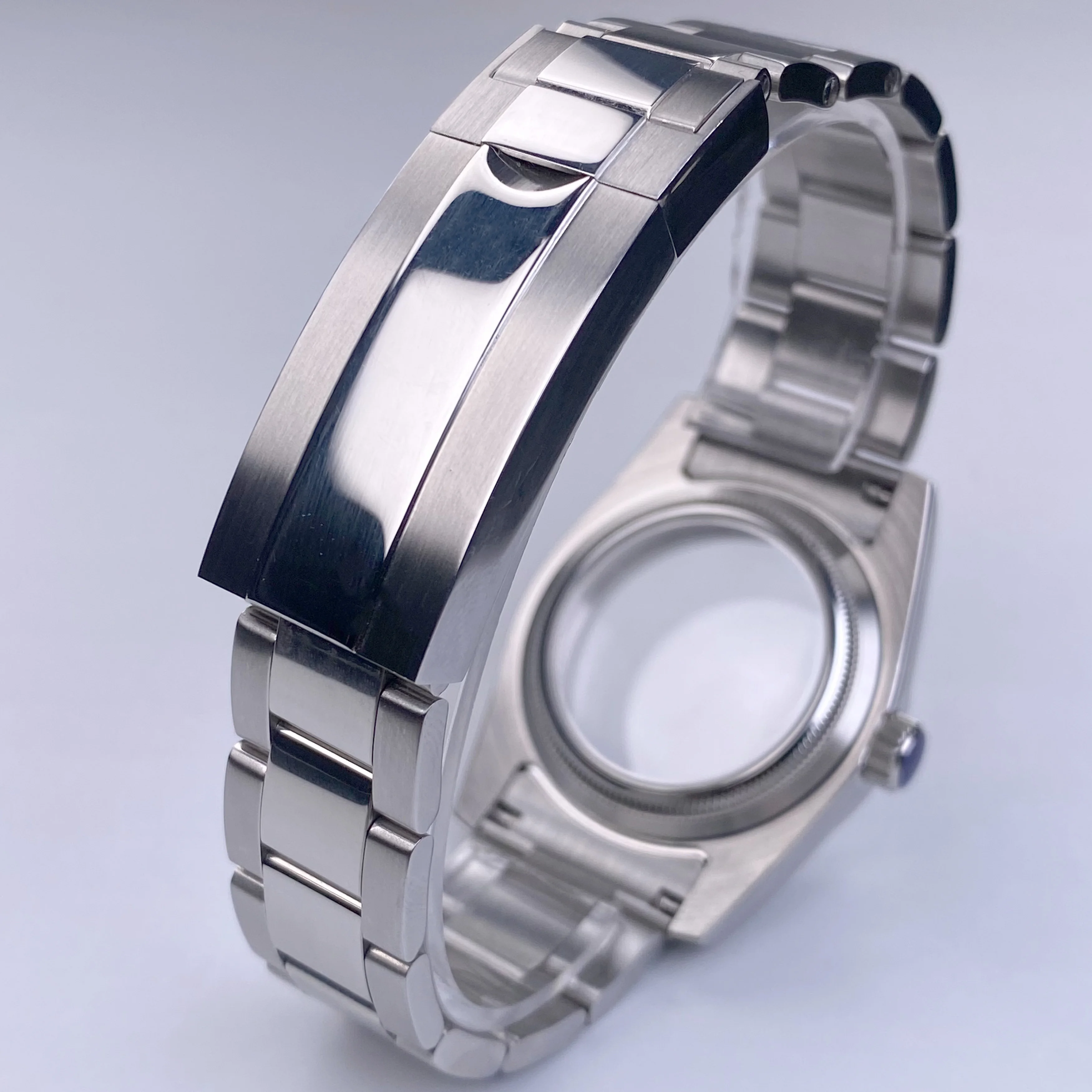 Caixa de relógio nh35 36mm/39mm, moldura de junta verde relâmpago, caixa de vidro de safira compatível com movimento nh35, acessórios de mostrador de 28.5mm