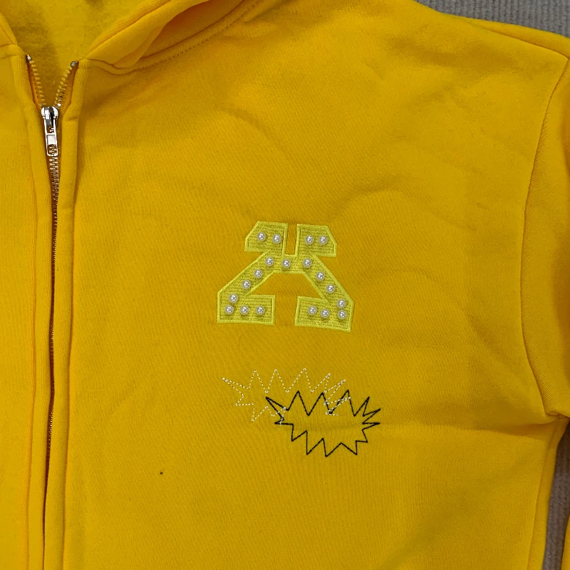 เสื้อฮู้ดดี้สไตล์ฮิปฮอป แนวสตรีทแฟชั่น แขนยาว แต่งซิป ปักลายเพชร สไตล์ยุโรปอเมริกา สำหรับฤดูใบไม้ร่วงและฤดูหนาว