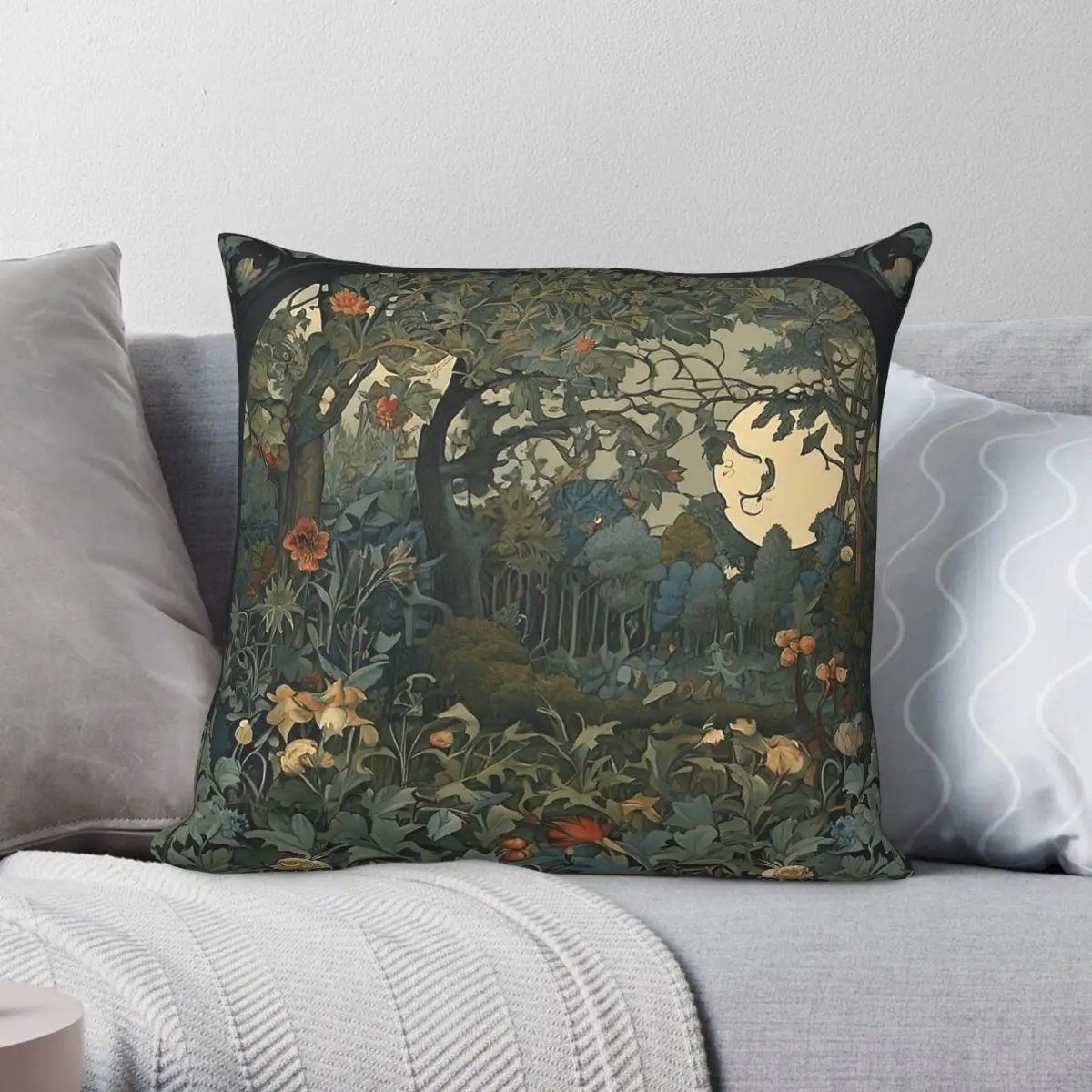 Into The Forest Fresco William Morris Pillowcase Polyester Linen Velvet Pattern Zip Decorative Pillow Case Home Cushion Cover