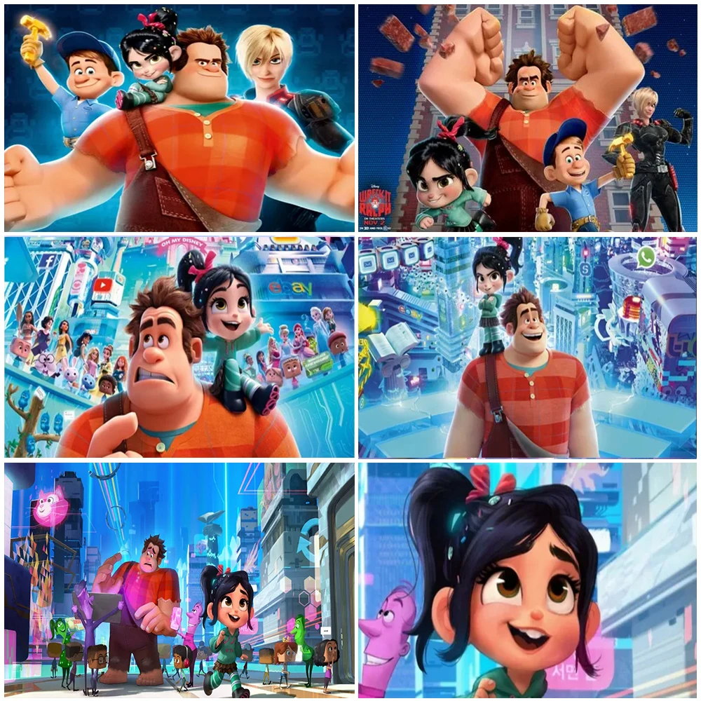 

Disney Wreck It Ralph Cartoon Anime Birthday Party Decoration Background Photography Backdrop Baby Shower Banner Studio Props