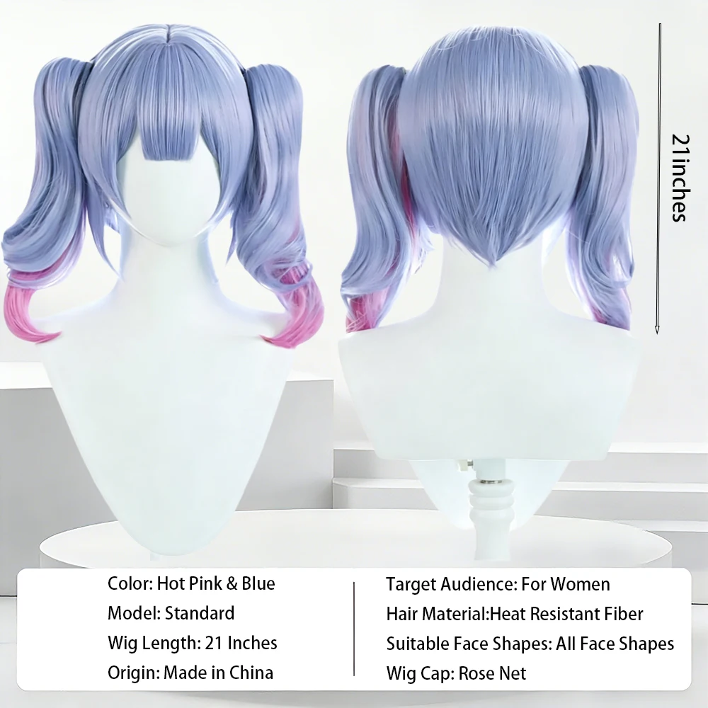 Hatsune Miku Rabbit Hole Cosplay Wig Blue Removable Purple Gradient Pink Twin Tail Clip On High Temperature Fiber Anime Wig