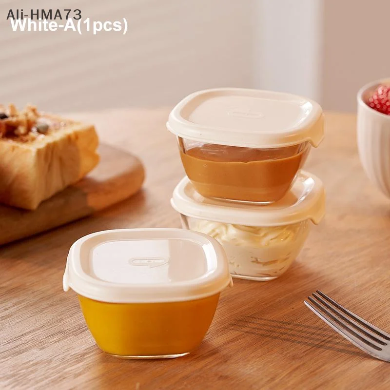1pc 주방 유리 뚜껑이있는 그릇 120/260ml 작은 소스 컵 조미료 식기 누출 방지 디핑 그릇 야외