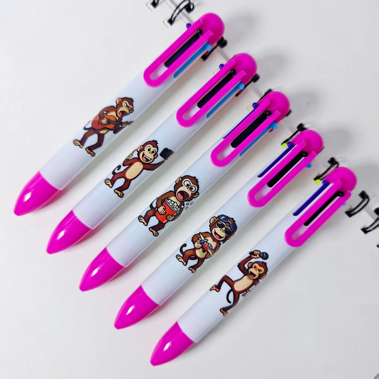 6 قطعة/11 قطعة قرد مضحك متعدد الألوان قلم حبر جاف يومي مكتب طالب تعلم القرطاسية هدية القلم