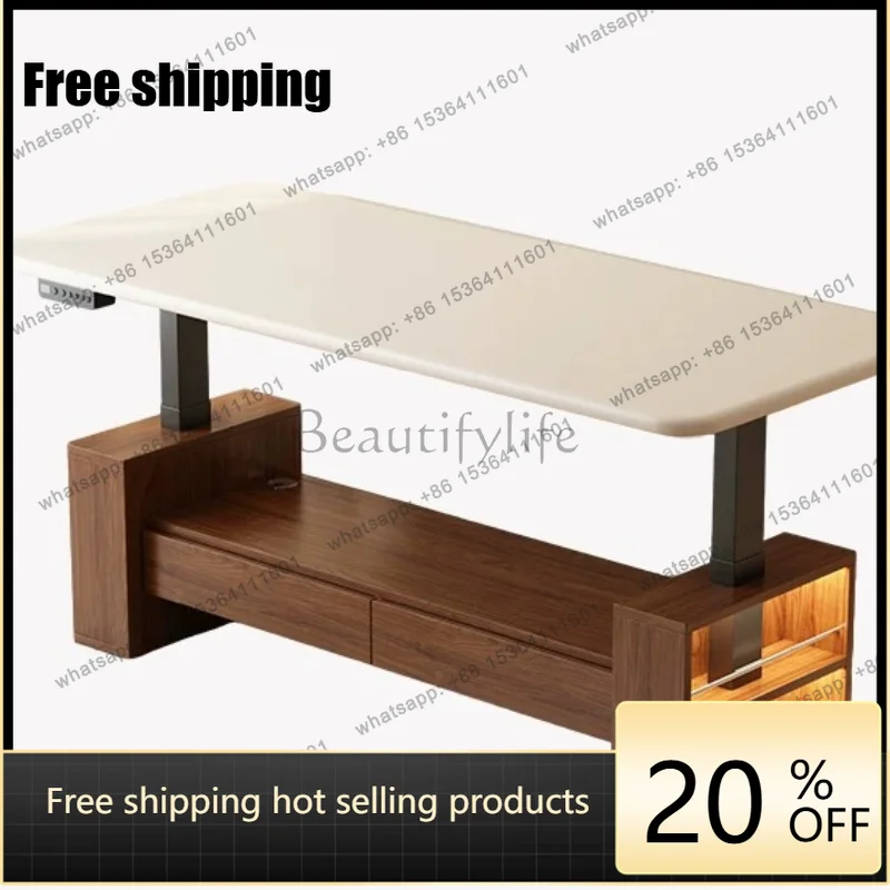 Factory Direct Sales Solid Wood Lifting Coffee Table Dining Table Dual Use 2-in-1