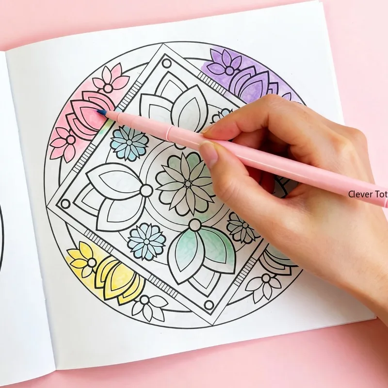 A Healing Mandala Themed Coloring Book, Adult Meditation Decompression Hand Drawn Graffiti Book, 24 Mandala Patterns