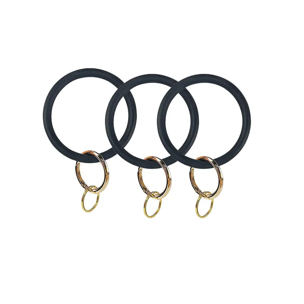 

2Pcs Silicone Bracelet Large Circle Wristband One Size Fit Most Bright Color Women Fashion Wristband Accessory Black