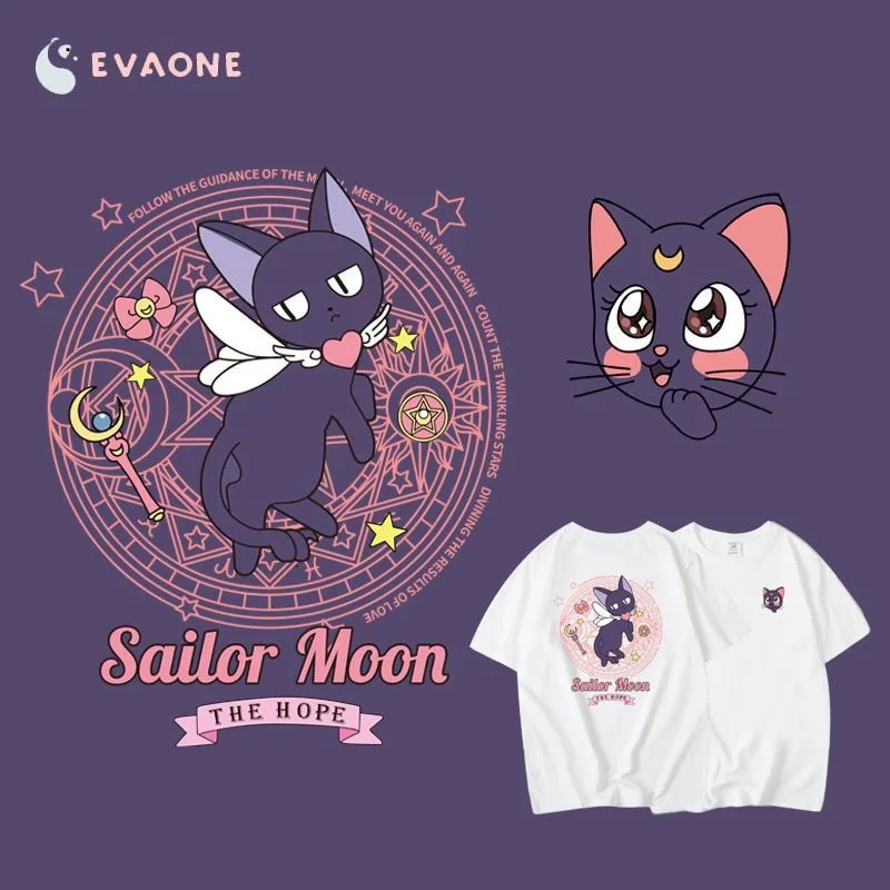 Sailored Moon Printed T Shirt 100% Cotton Cartoon Anime Luna Cat Summer T shirts Women Oversize Loose Magic Formation Tees Top