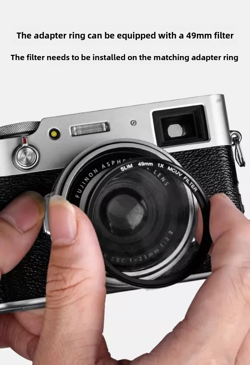 غطاء محرك السيارة المعدني حامي الظل لفوجي X100VI X100V X100F X100T X100S يستبدل لين هود 49 مرشح UV