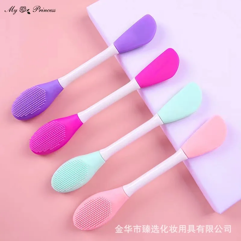 Double Headed Silicone Face Cleansing Scrubber Brush Facial Mask Brushes Applicator for Women Face Makeup Brush Skin Care