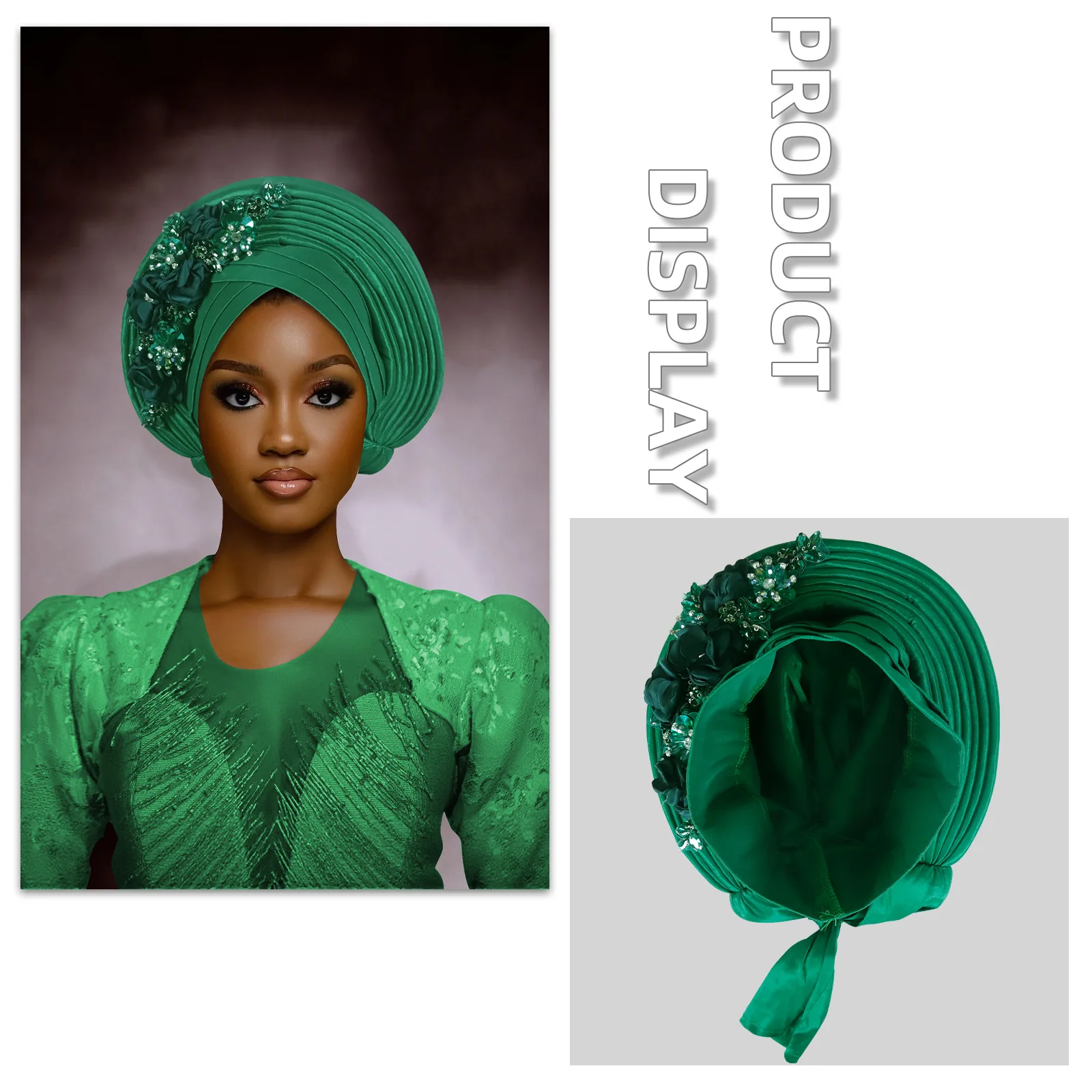 

Already Made Flower Turban Cap African Headtie Turban Nigeria Wedding Auto Gele Women Head Wrap Party Hat Hijab Headscarf Bonnet