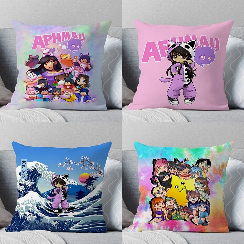 Cartoon Aphmau Decorative Pillowcase Peach Cushion Pillow Case Sofa Car Christmas Decoration Pillow Cover 45cm No Insert