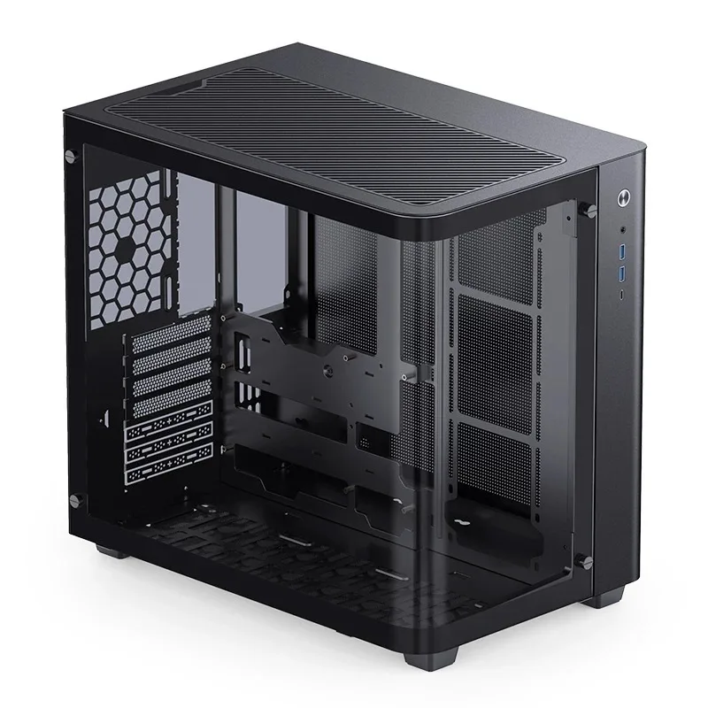 for Curve Wood ATX Vertical Gaming Computer Case Tower Aluminum Tempered Glass PC Desktop
