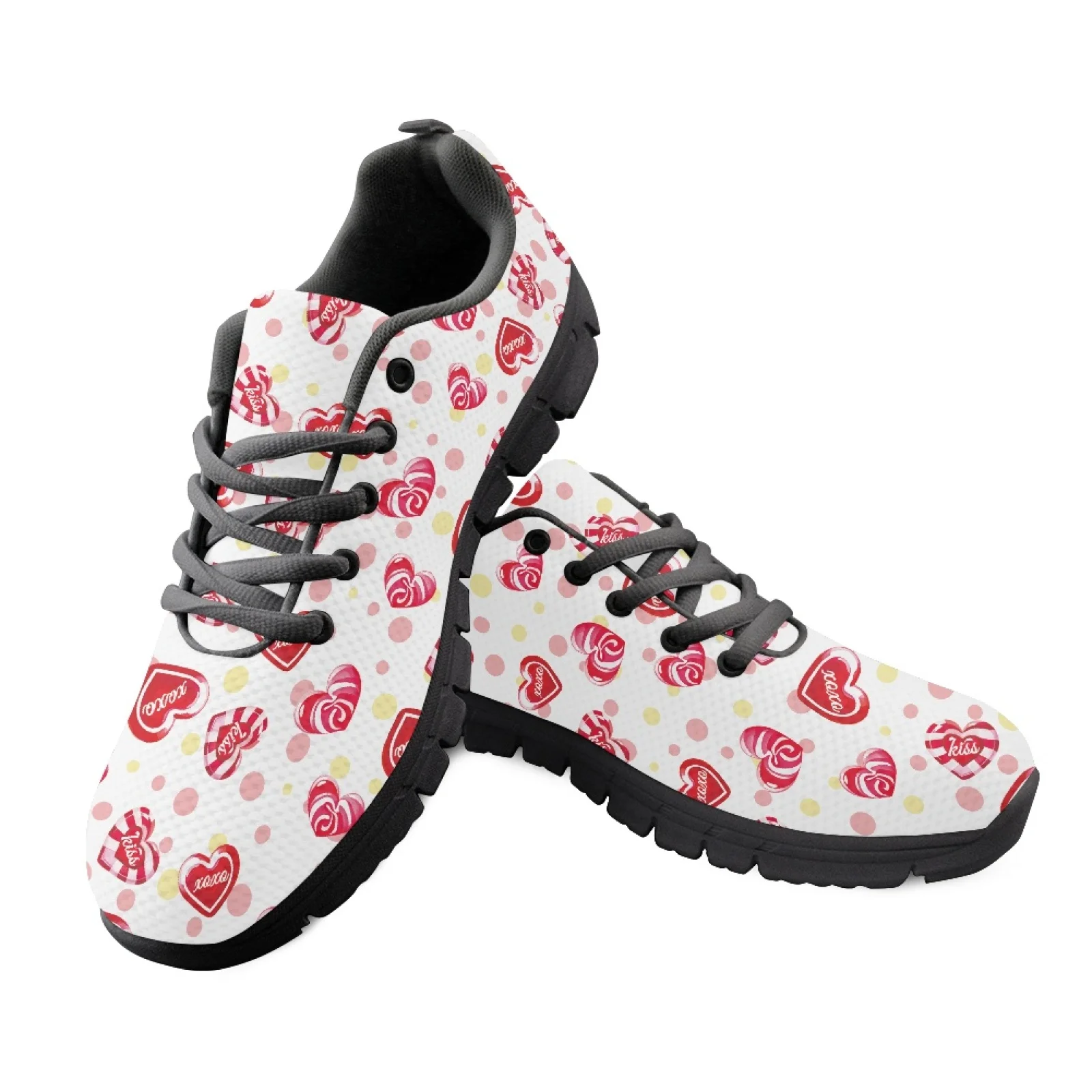 Coloranimal Heart Candy Kisses Men Cushioned Jogging Shoes for Long Standing Hospital Floor Low Top Mens Athletic Sneakers