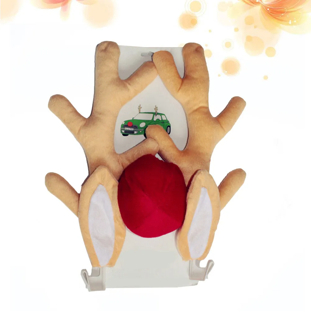 Car Antlers and Nose Christmas Decoration Set Made of Premium Fabric Easy to Install on Windows Bumper Adorable Ears Design