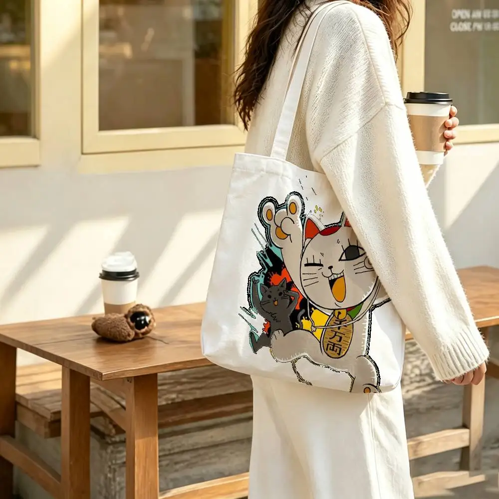 Cute cat T-Turbo Granny D-DANDADAN Print Canvas Tote Bag Handbag For Daily School Commute Casual Shoulder Bag