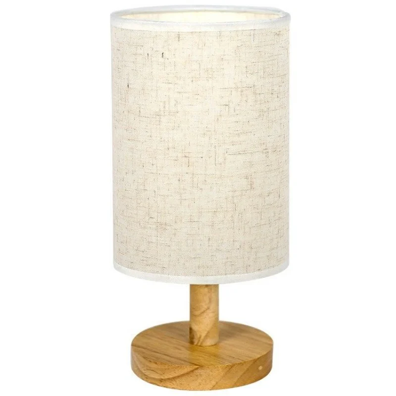 Rustic Wood Table Lamp Linen lampshade Holder E27 LED Bulb Creative Desk Lamps , Festive Bedside Home Lighting Fixtures Light