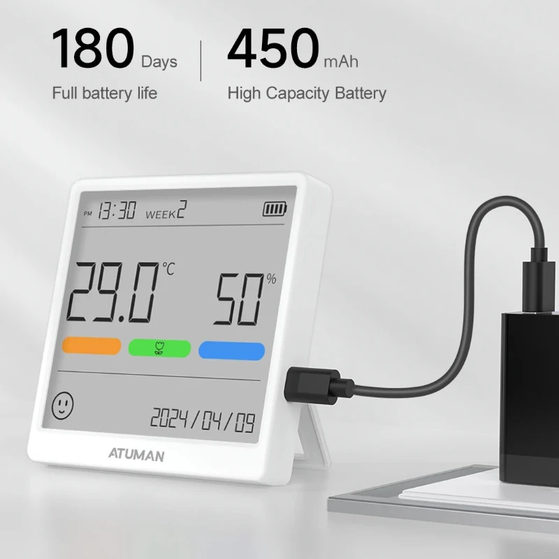 DUKA Atuman LCD Electronic Digital Temperature Humidity THSE Meter Clock Home Thermometer Hygrometer Sensor Weather Station