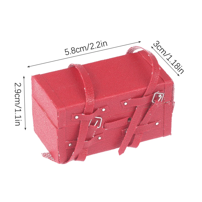 1pcs 1/12 Dollhouse Miniature Vintage Leather Wood Suitcase Mini Doll Luggage Box Pretend Play Furniture Toys Accessories