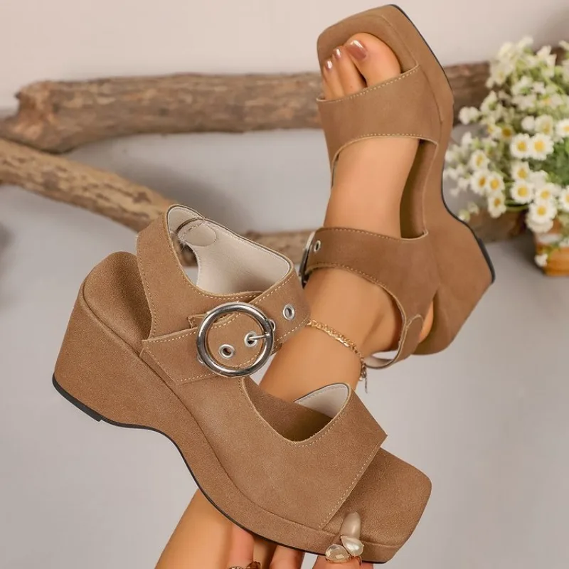 

Wedge Platform Slippers for Women Beach Shoes Bohemian Peep Toe Soft Sole Casual Non-slip Sandals Female Orthopedic Slides