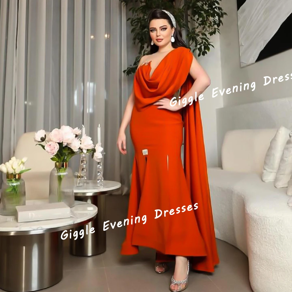 

Giggle Crepe Draped Backless Beading Elegance Prom Gown Saudi Arab Summer Floor-Length Evening Party Dresses for Women 2024