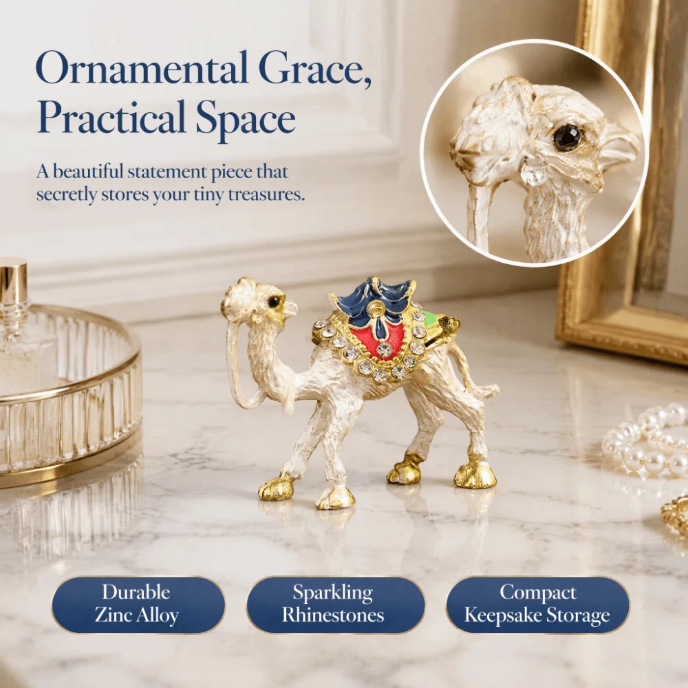 Zinc Alloy Animal-themed Trinket Box Hinged Lid Crystal Rhinestone Animal Figurine Box 5 x 2 x 4 cm Decorative Trinket Box