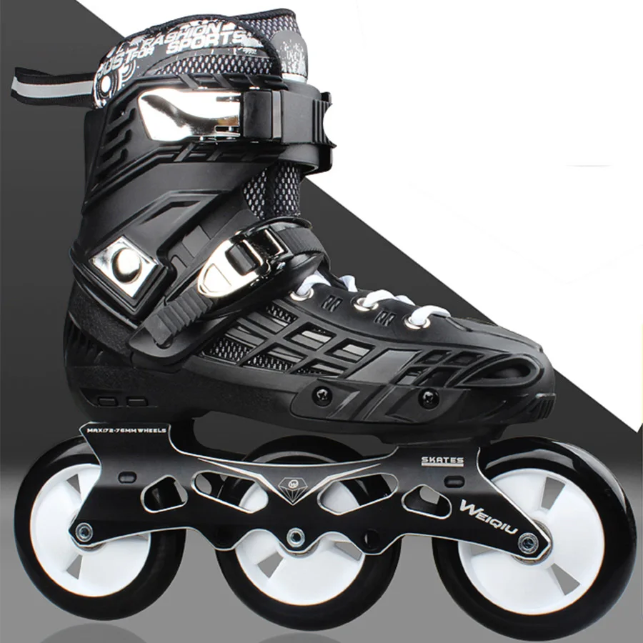 Japy WeiQiu Inline Skates 72-76-80mm or 3*100mm Slalom Speed Inline Skates Roller Free Skating Shoes Sliding Patines