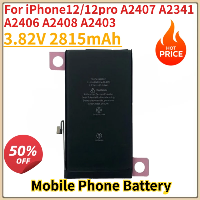 

Новый аккумулятор для мобильного телефона 3.83V 2815/3687mAh для iPhone 12/12 Pro/Pro Max A2407/A2341/A2406/A2408/A2403/A2411/A2342/A2410/A2412