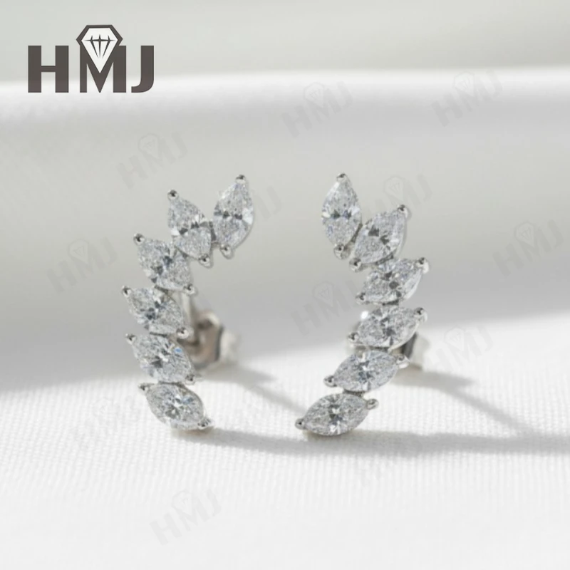 

Серьги-гвоздики с муассанитом маркизы цвета 2,4 карата, серебро 925 пробы, белое, желтое, розовое золото, женские модные повседневные украшения