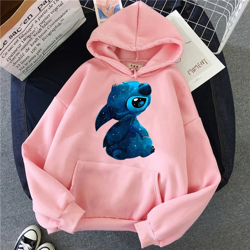 2024 Disney Stitch Hoodies Women Autumn Winter Harajuku Cute Anime Sweatshirt Manga Streetwear Hoody Female Unisex Sweatshirts