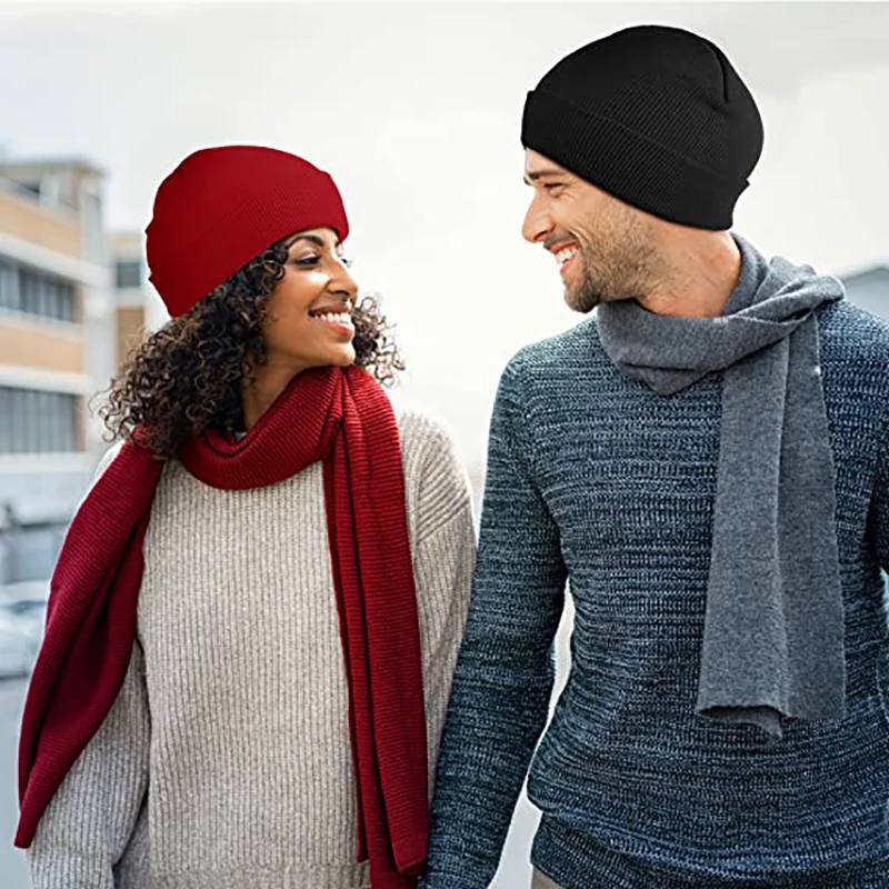 2022 Winter Men Classic Knitted Warm Pullover Cap Melon Skin Hat Adult Women Soft Outdoors Casual Hat Female Solid Color Hat