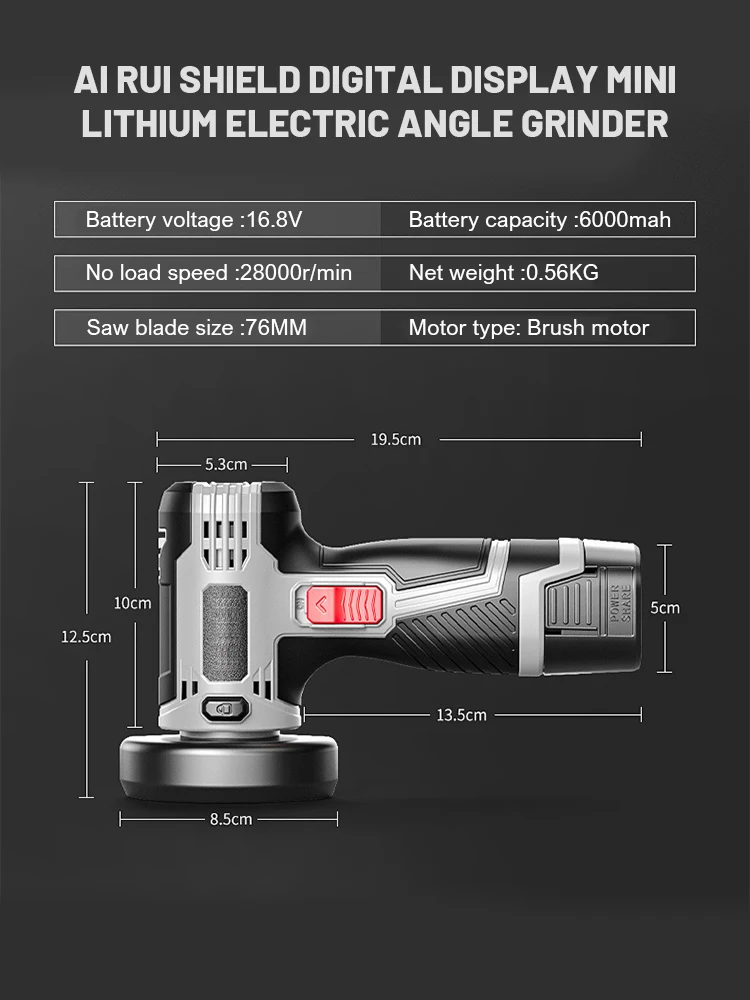 Penggiling Sudut Mini 16.8V Mesin Pemotong Isi Ulang Rumah Tangga Mini Mesin Pemoles Penggiling Tangan Listrik Mesin Pemoles
