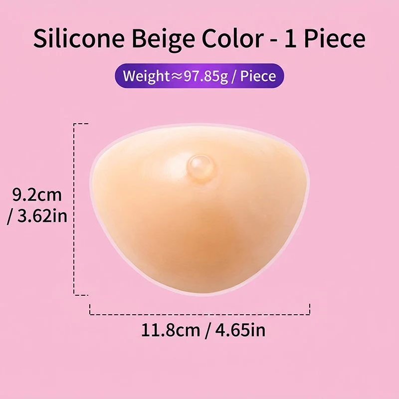 1-Piece Fully Edged Silicone Breast Prosthesis, Professional Weight-Adjustable, Ultra-Realistic Texture, Suitable for Post-Mastectomy Recovery