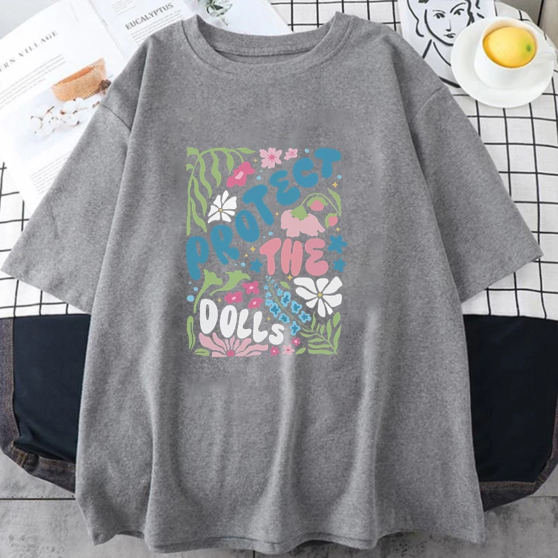 Hot Protect the Dolls Letter Printed Men Women Summer Short Sleeve Tee Street Fashion Shirts Round Neck Casual Summer Unisex Top