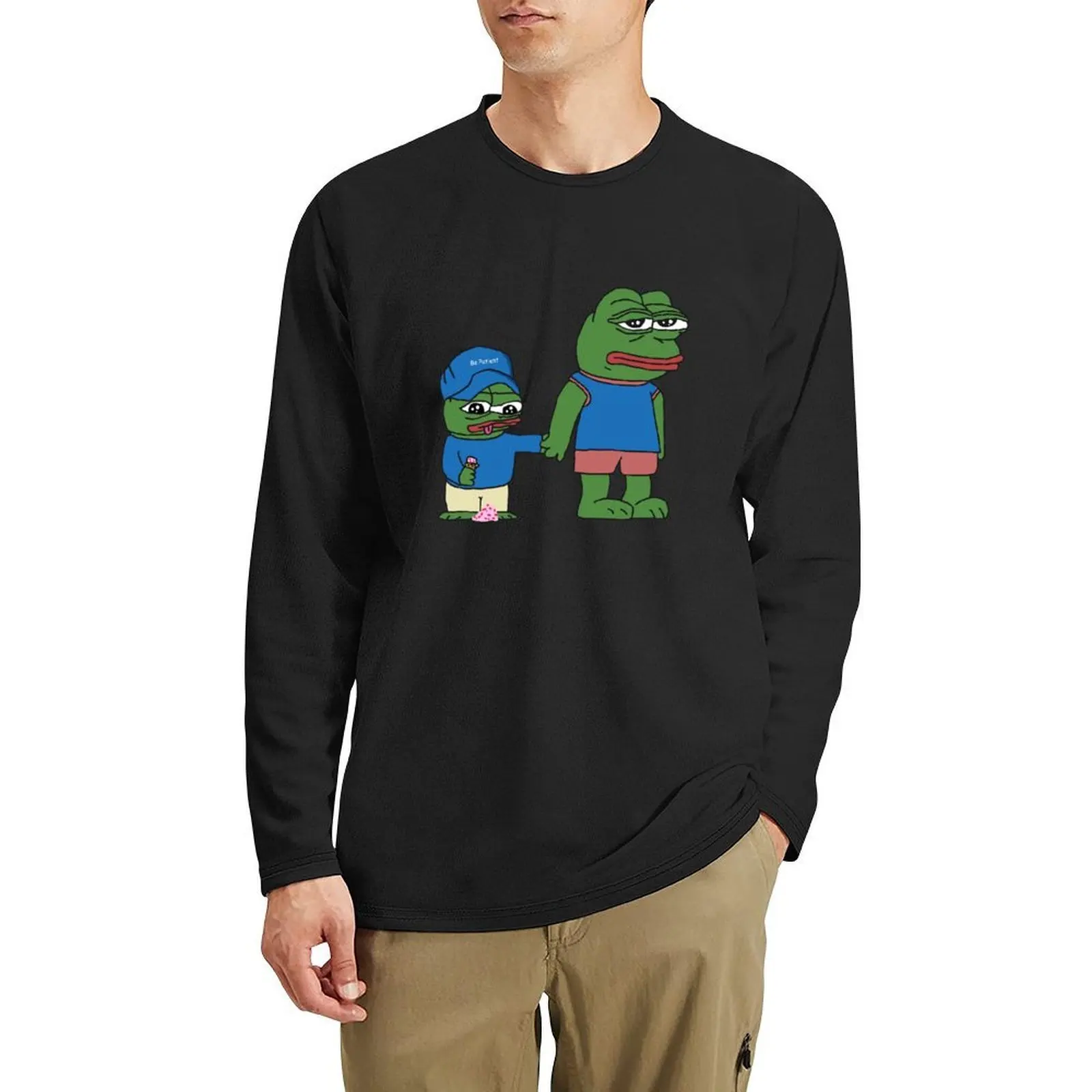 

PepeTheFrog and Pepe The Helper Brother Apu Apustaja with ice cream holding hands HD HIGH QUALITY Long T-Shirt