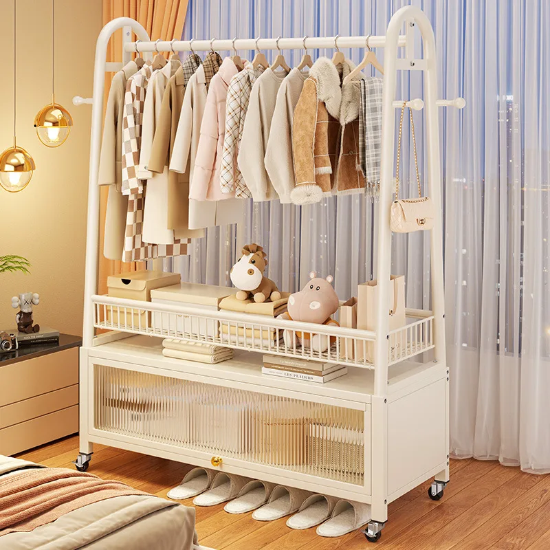 Hanging hanger floor-to-ceiling bedroom household simple coat rack light luxury movable wardrobe living room balcony drying
