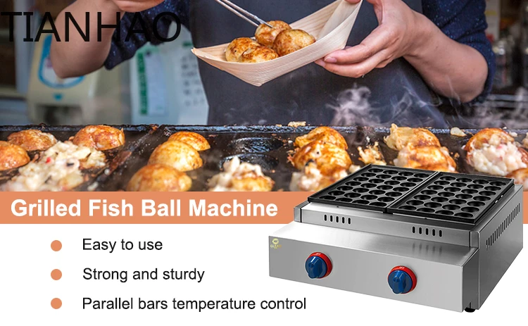 Non-Stick Octopus Balls Waffle Balls Taiya Baked 18 Hole Cooking Commercial Gas Grill