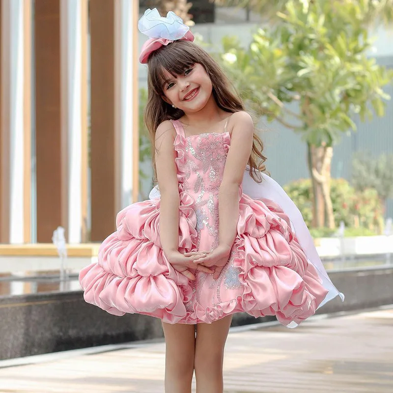 Girls Butterfly Flower Princess Dress Luxurious and Elegant Fluffy Dress Sweet Lolita Dress Carnival Performance Costume