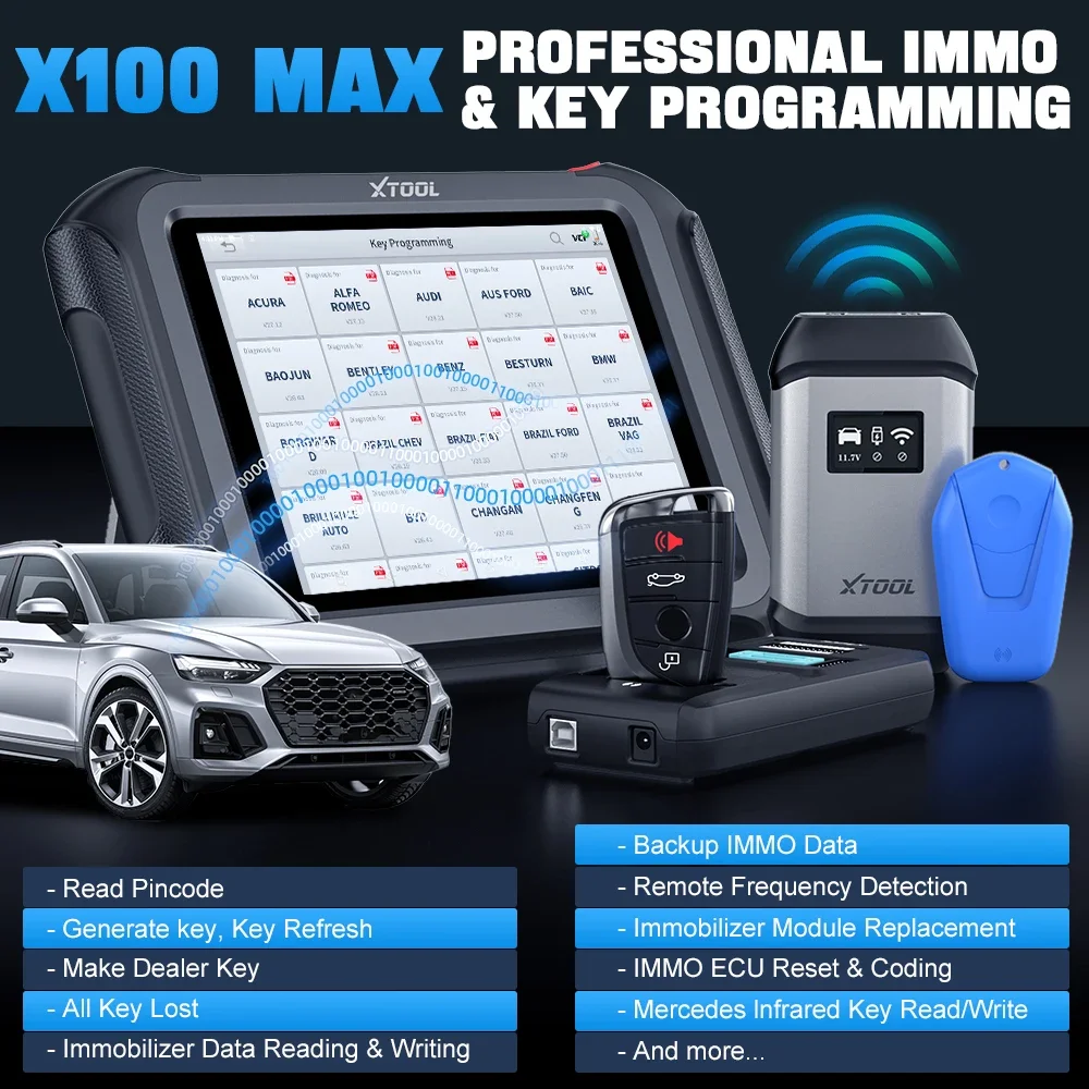 XTOOL X100Max Car Key Programmer IMMO Elite Diagnostic Tools With KC501 Keys Programming ECU Coding Immobilizer For All Key Lost