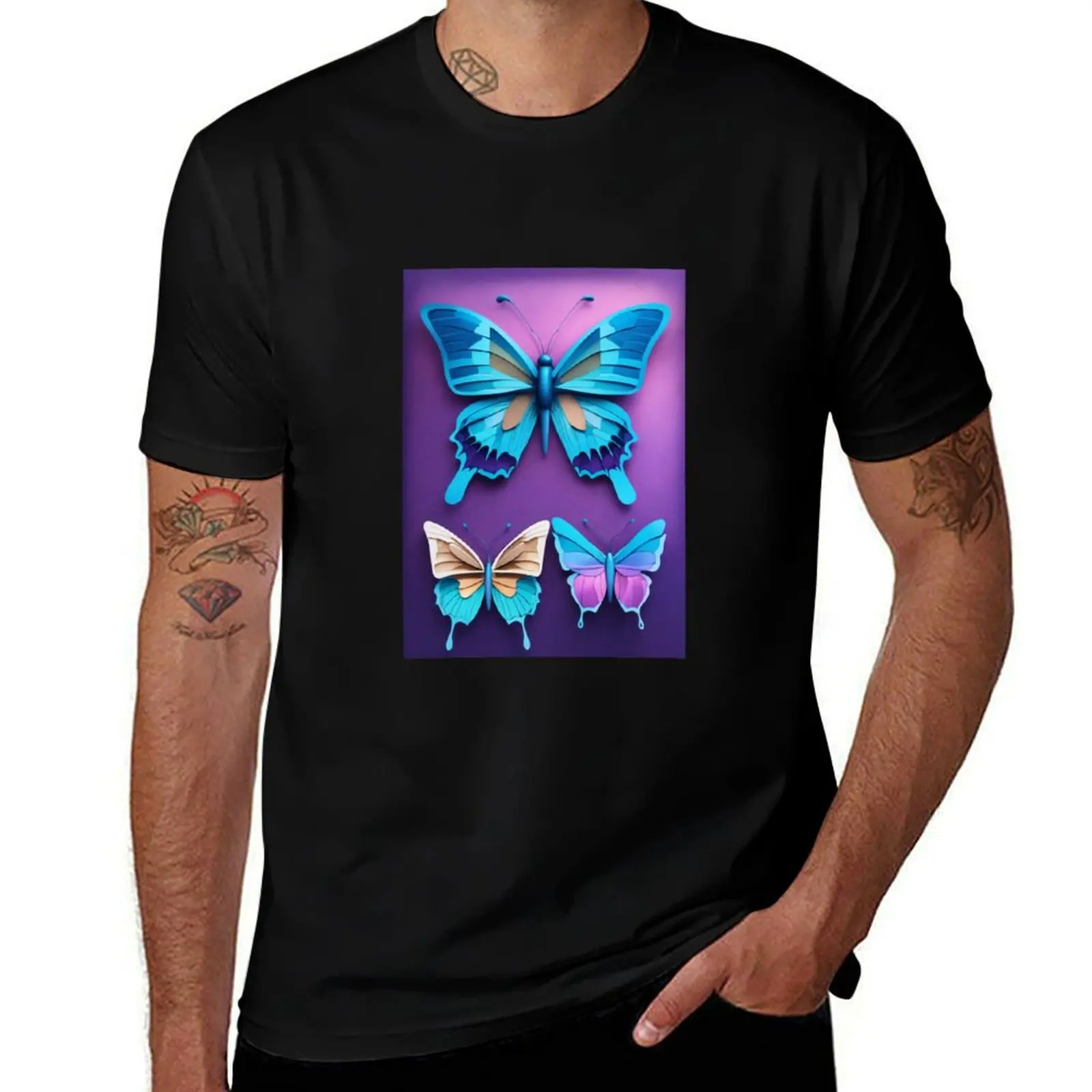 

Fluttering Dreams: Ethereal Butterfly T-Shirt oversized t shirt baggy shirts Anime t-shirt tops Men's t-shirts