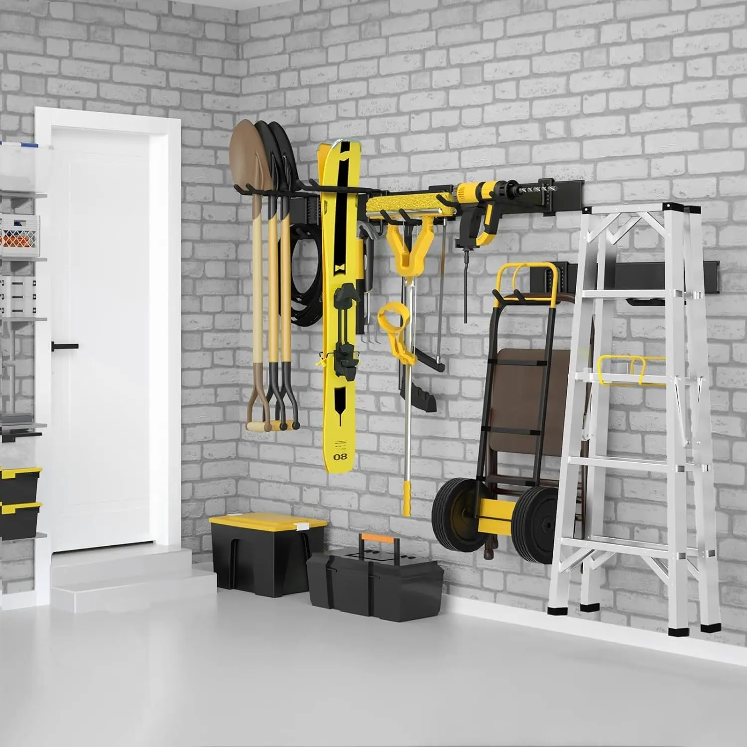 

Garage Storage, Garage Organization, Wall Mount Garden Tool Organizer, Max 620lbs Adjustable Metal Hooks, Yard Shed Rack