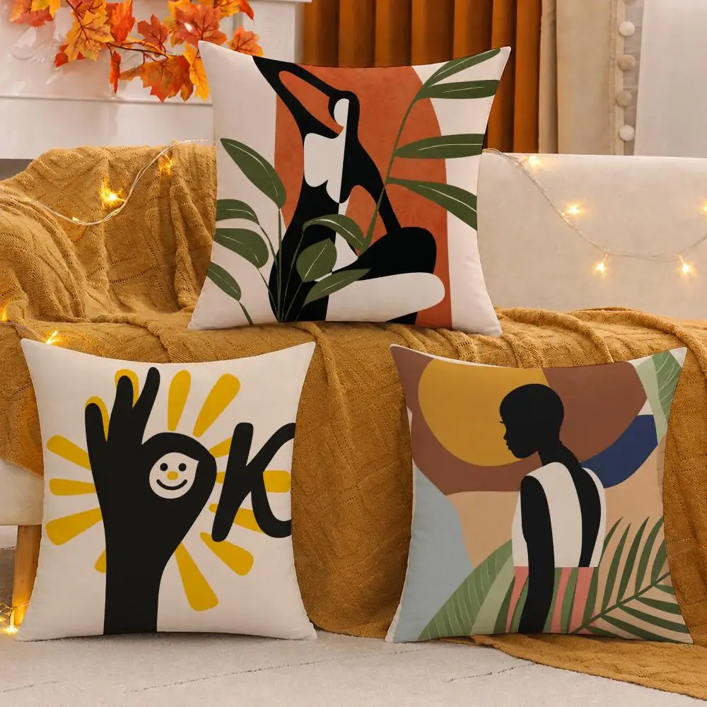 Modern Botanical Abstract Art Cushion Cover Pillow Case plush Double-sided Print Square Covers Sofa Home Cushion