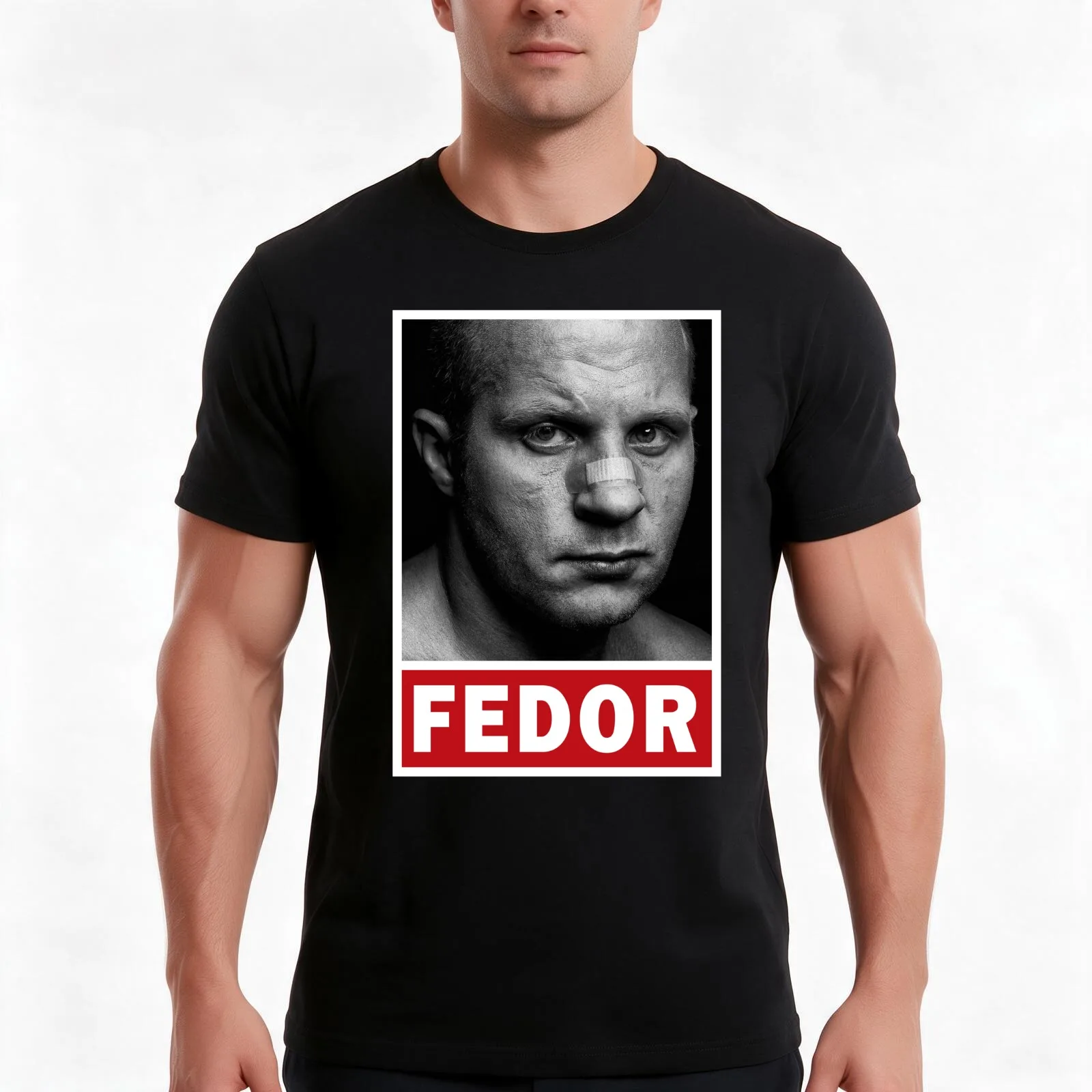 Fedor Emelianenko T-Shirt, Summer Casual Cotton Tee, Oversized Streetwear Tops, Vintage Graphic Print, Loose Fit Short Sleeve
